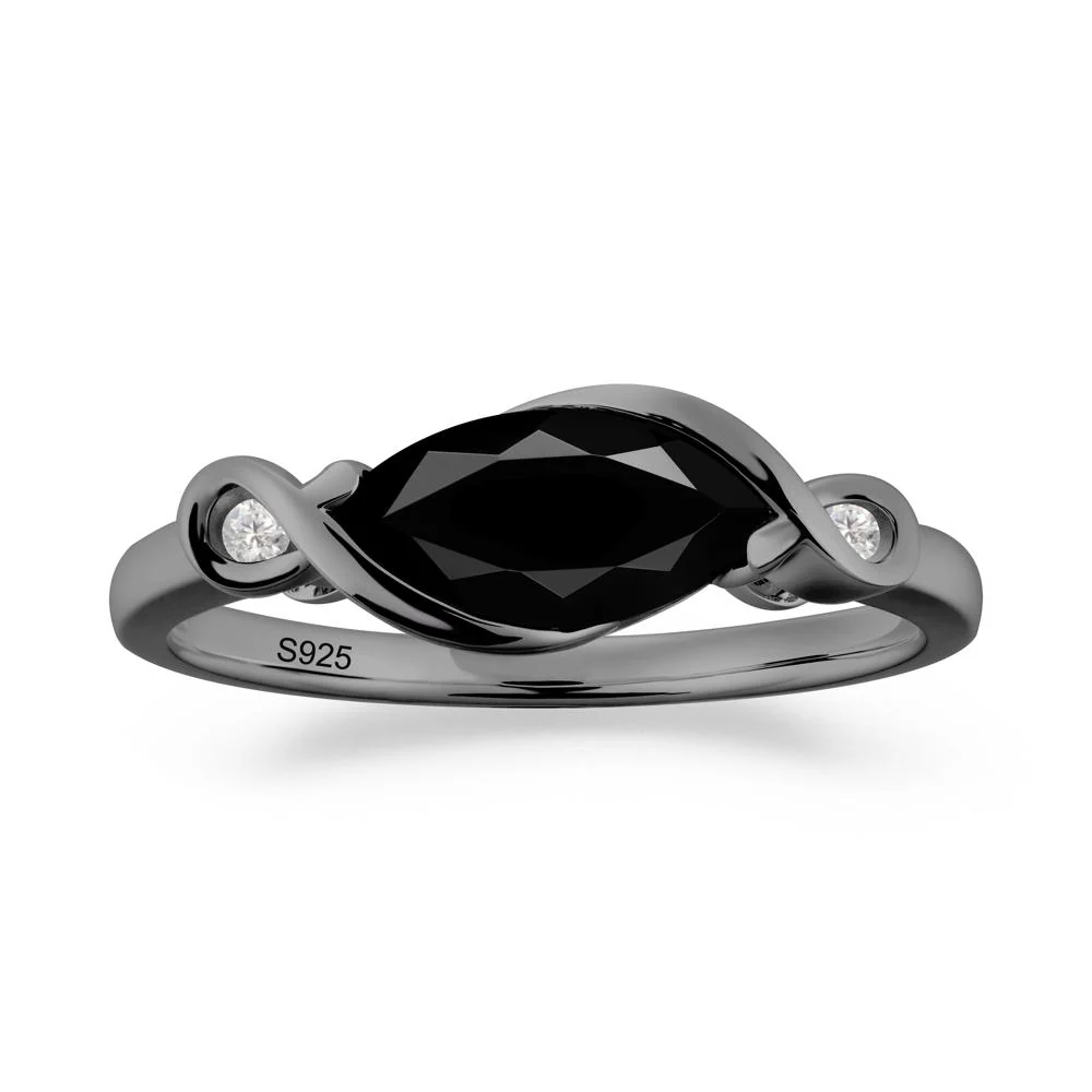 Teardrop Black Spinel Pave Bow Ring - Image 2