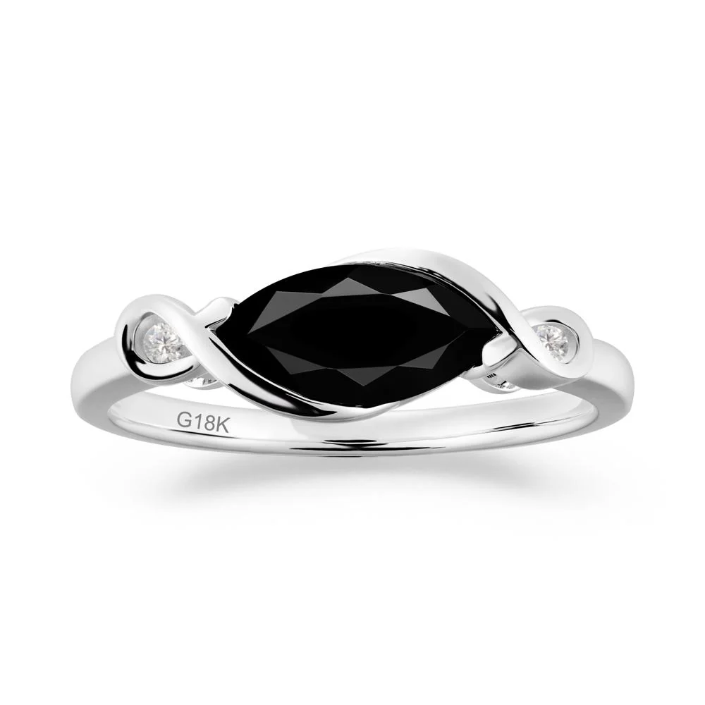 Teardrop Black Spinel Pave Bow Ring - Image 3