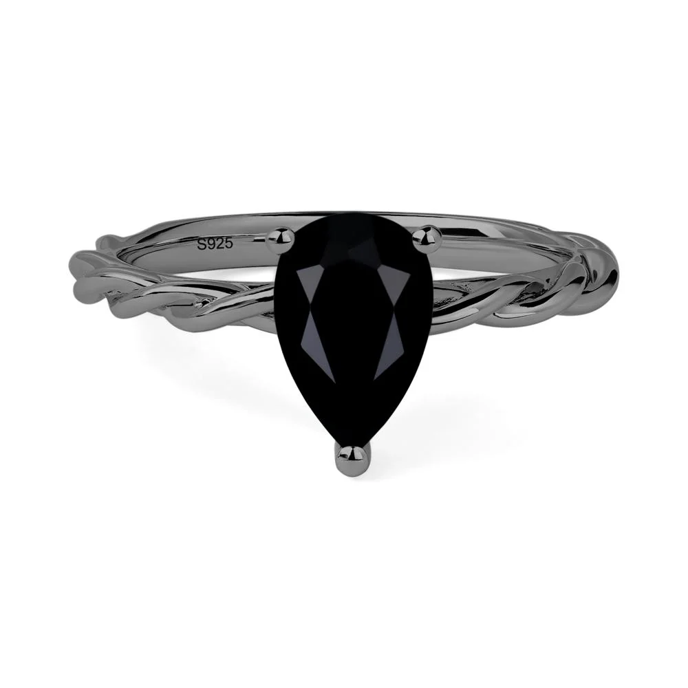 Black Spinel Twisted Rope Ring - Image 3