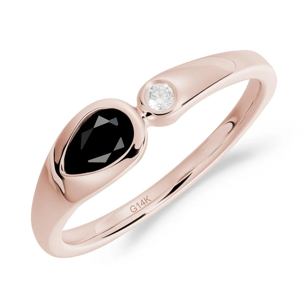 Teardrop Black Spinel Toi Et Moi Ring