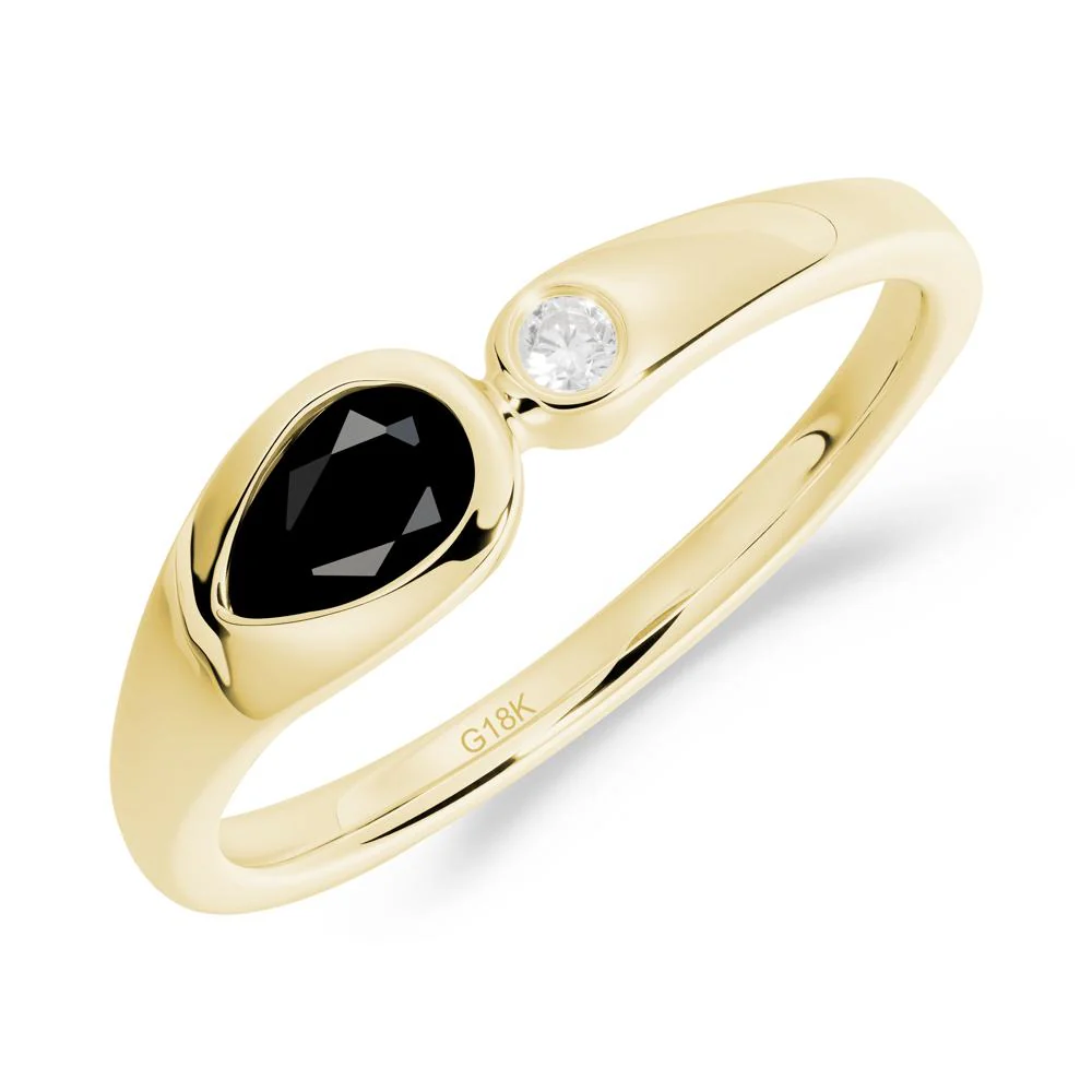 Teardrop Black Spinel Toi Et Moi Ring - Image 3