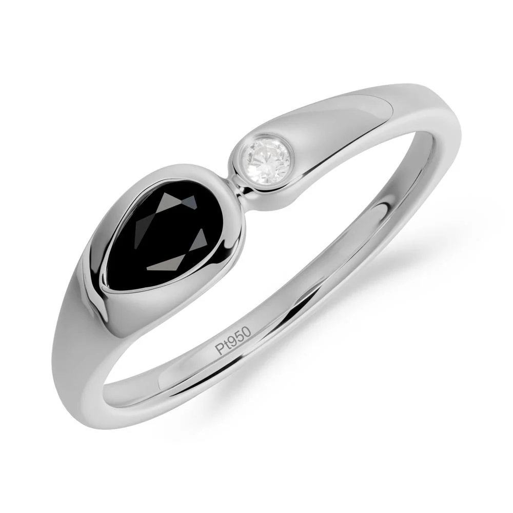 Teardrop Black Spinel Toi Et Moi Ring - Image 4