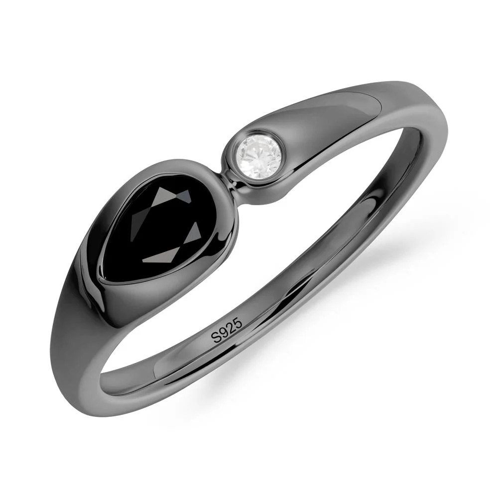 Teardrop Black Spinel Toi Et Moi Ring - Image 6