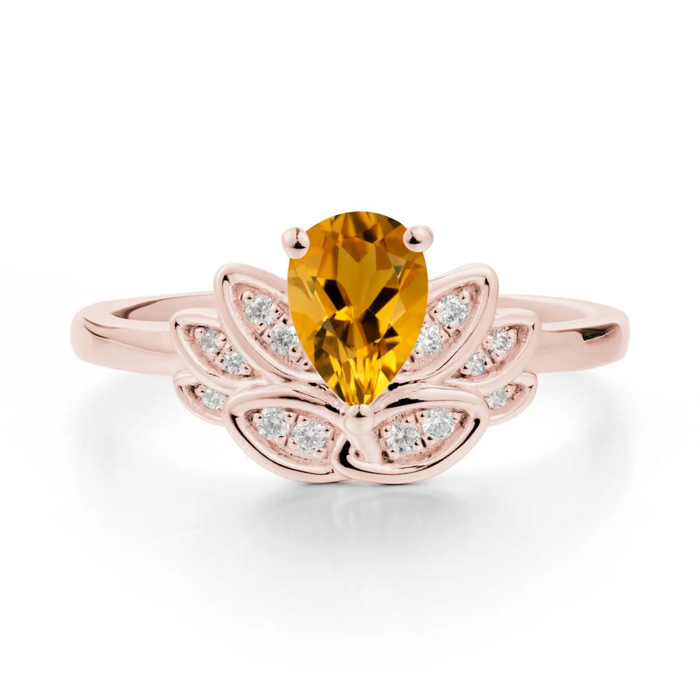 Teardrop Citrine Petal Ring - Image 4