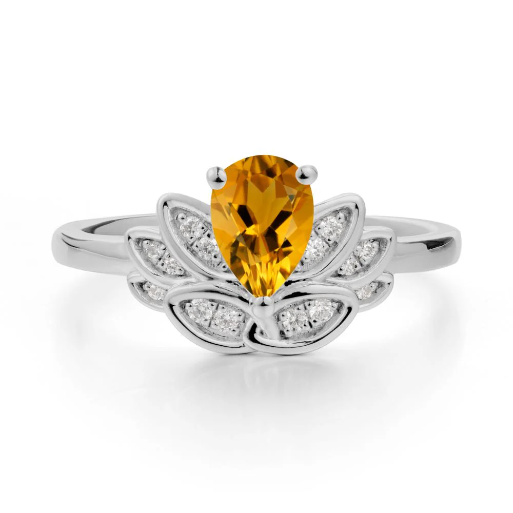 Teardrop Citrine Petal Ring - Image 8