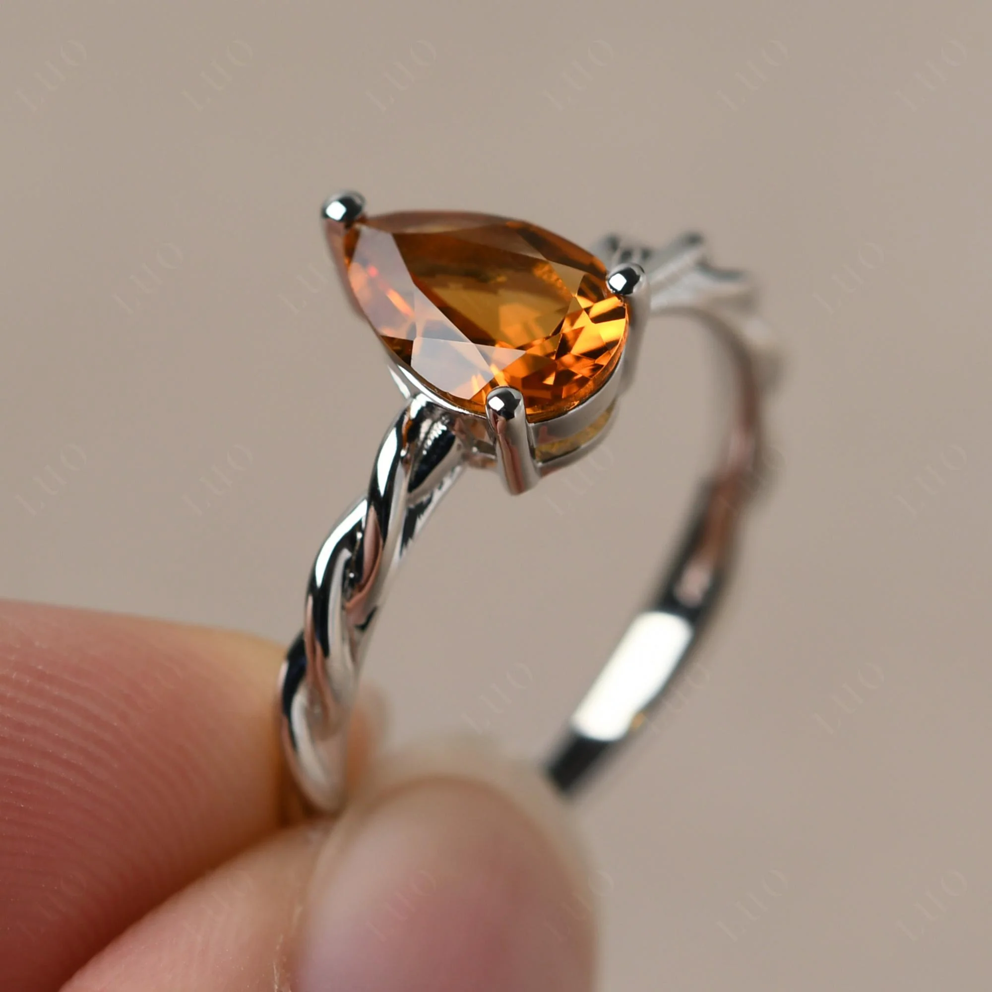 Teardrop Citrine Solitaire Ring - Image 11