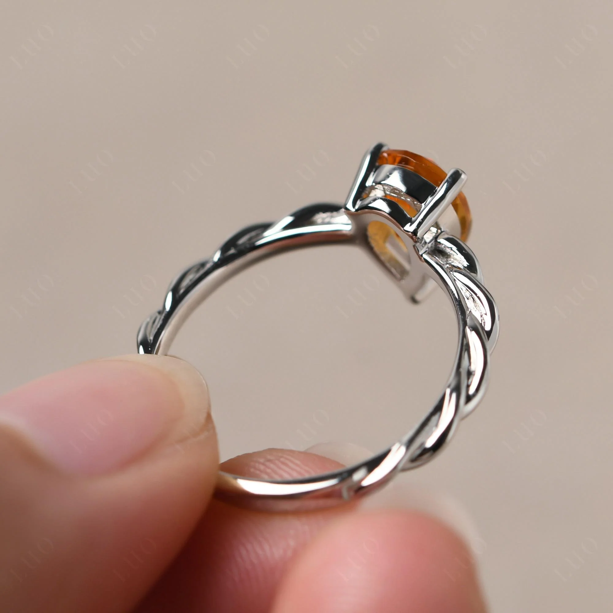 Teardrop Citrine Solitaire Ring - Image 12