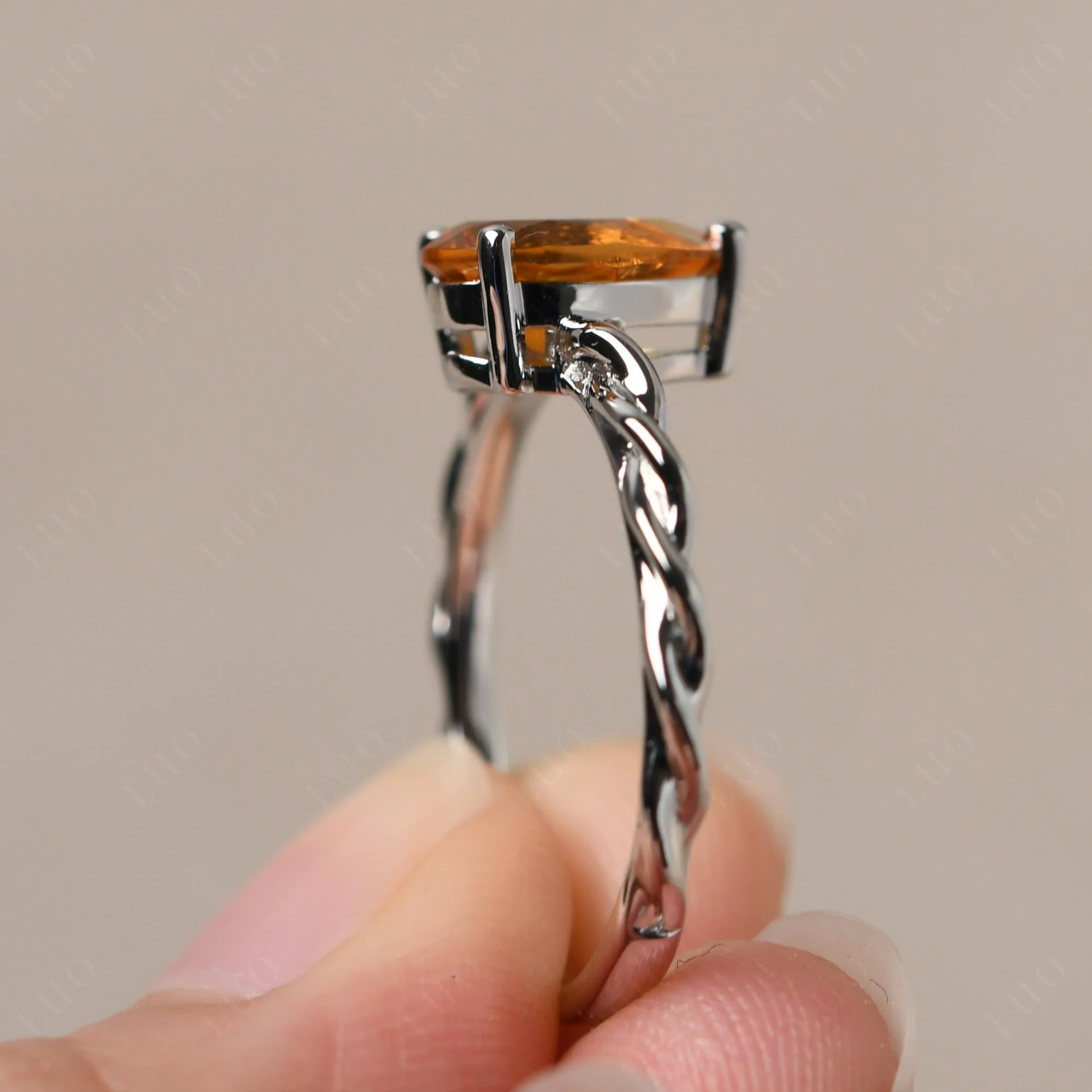 Teardrop Citrine Solitaire Ring - Image 13