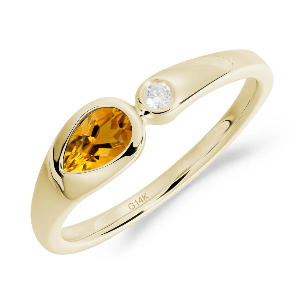 Teardrop Citrine Toi Et Moi Ring