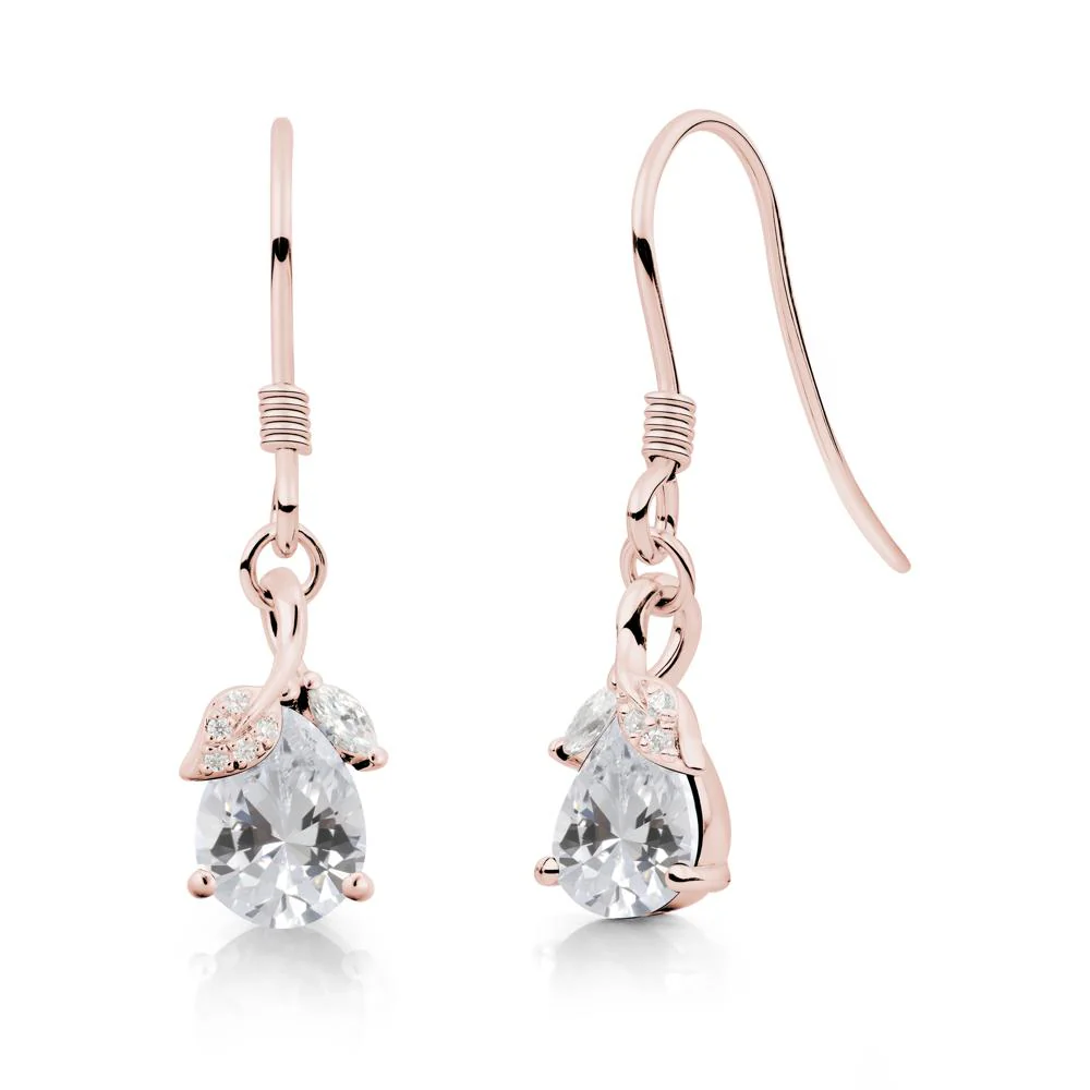 Teardrop Cubic Zirconia French Hook Earrings - Image 7