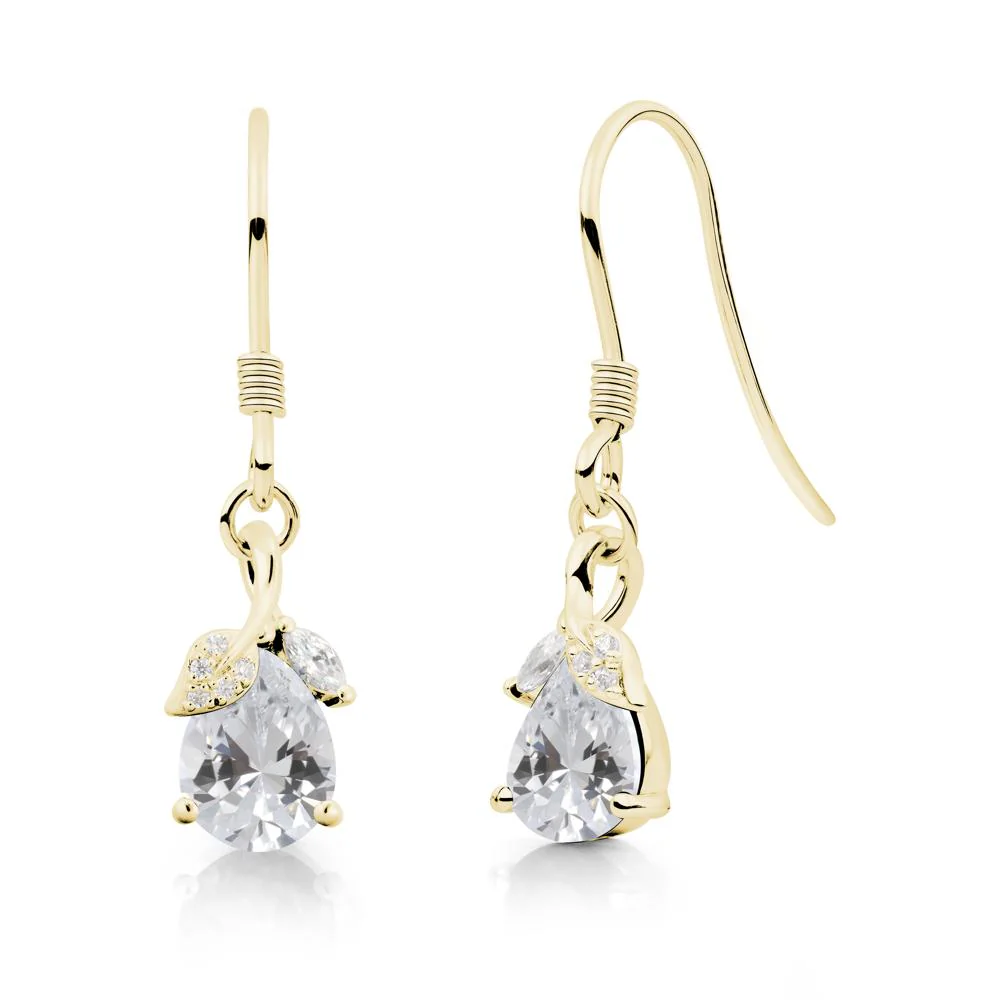 Teardrop Cubic Zirconia French Hook Earrings - Image 8
