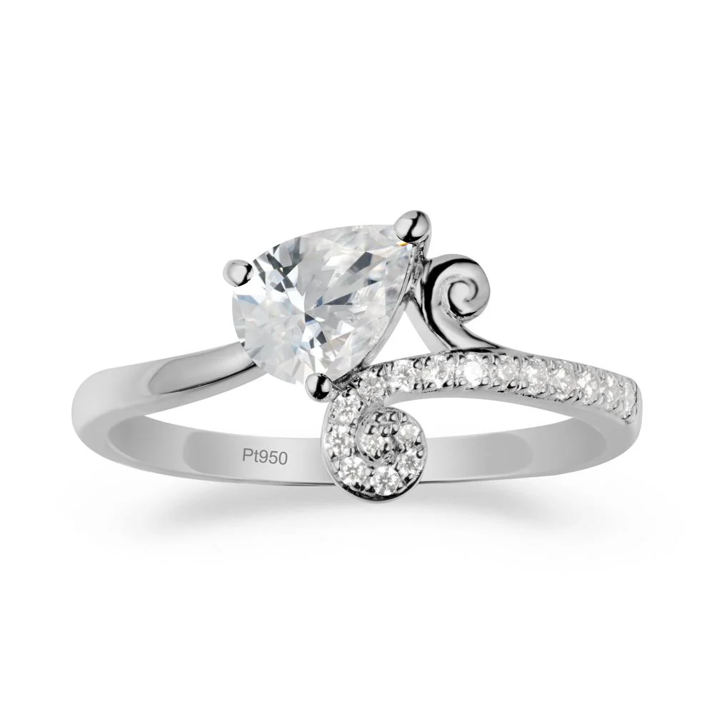 Teardrop Cubic Zirconia Swirl Ring - Image 9