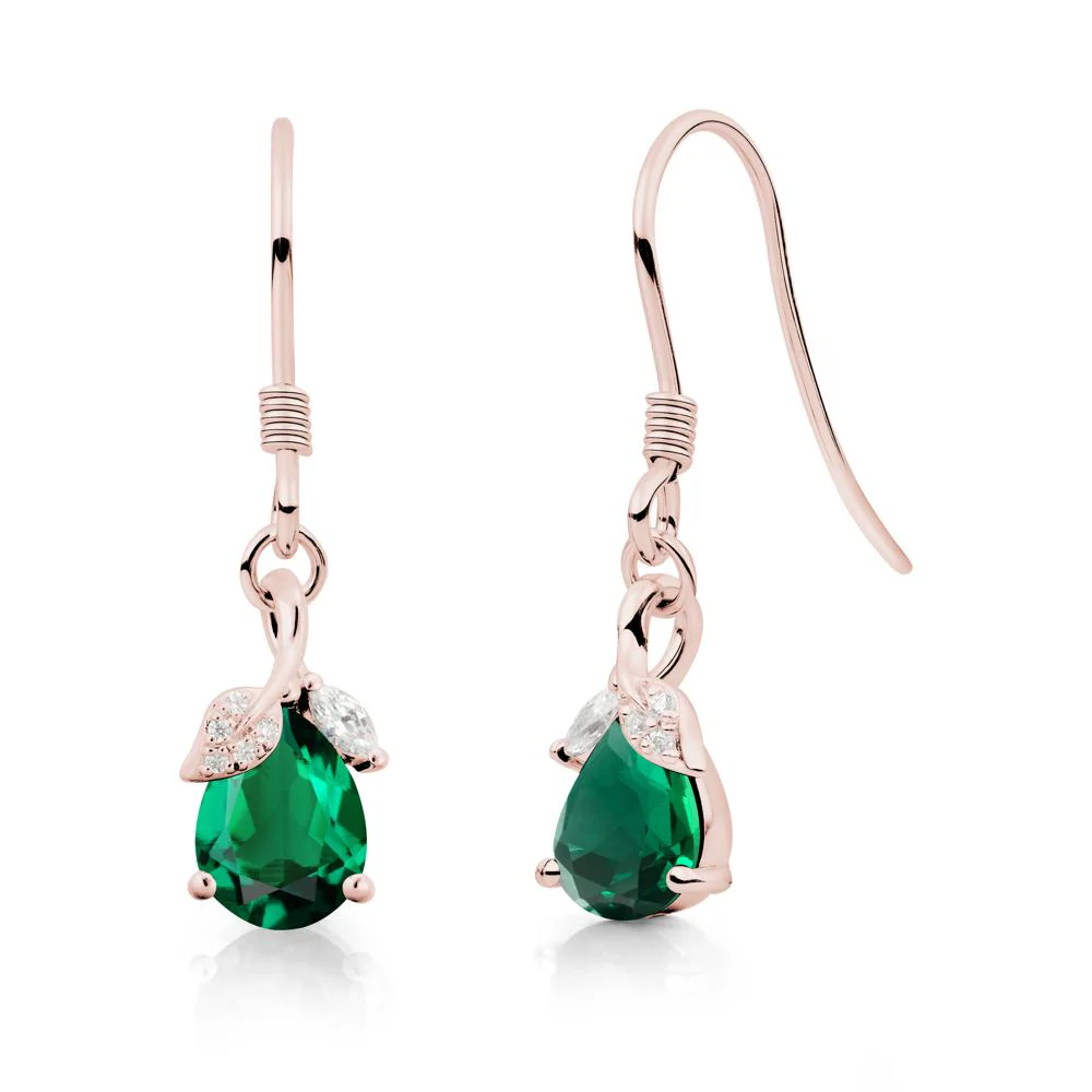 Teardrop Emerald French Hook Earrings - Image 5