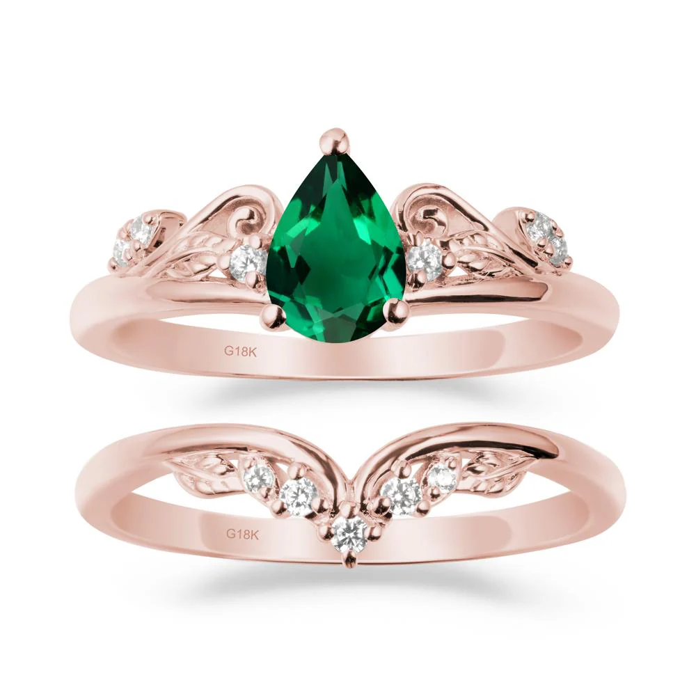 Teardrop Emerald Promise Ring Set - Image 4