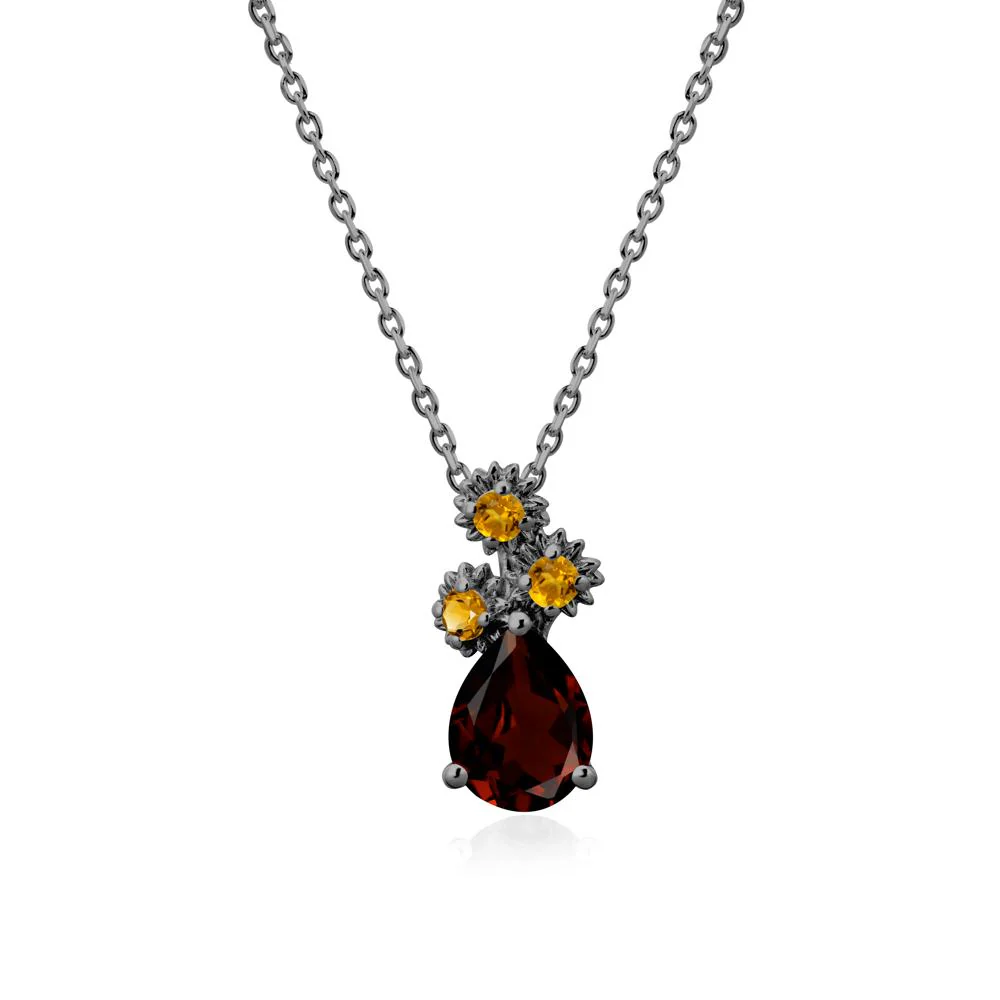 Teardrop Garnet and Citrine Flower Pendant - Image 7