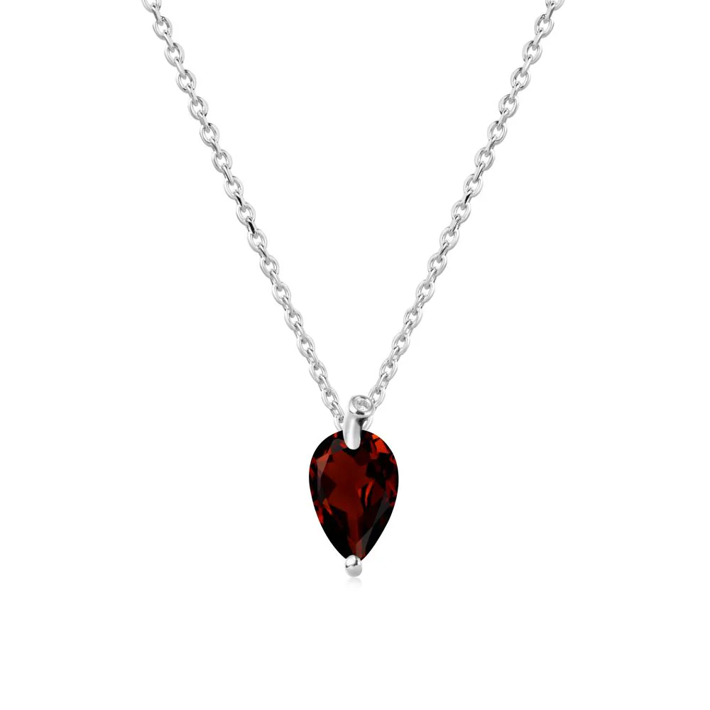 Teardrop Garnet Leaf Necklace - Image 3