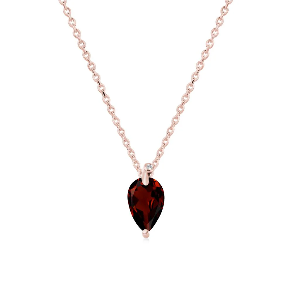 Teardrop Garnet Leaf Necklace - Image 5