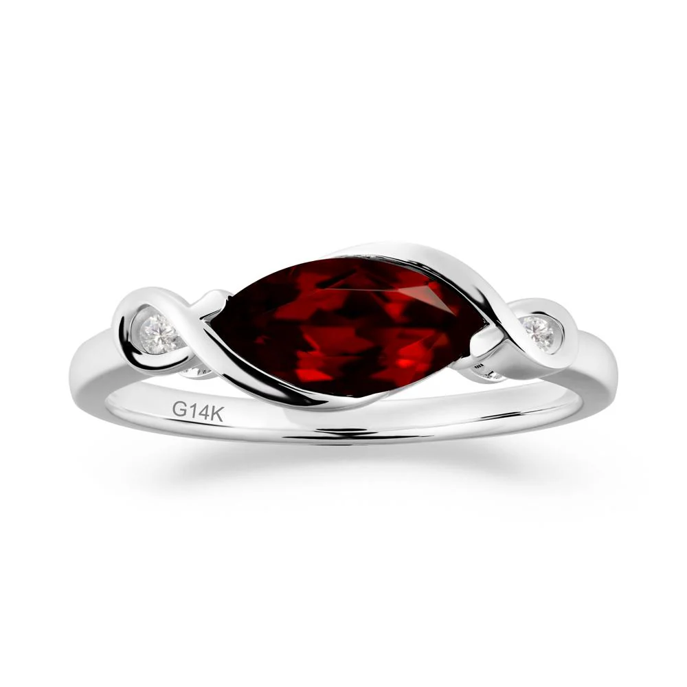 Teardrop Garnet Pave Bow Ring - Image 2