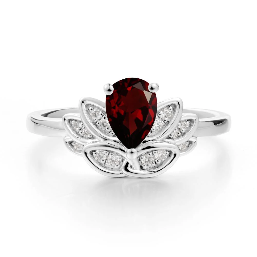 Teardrop Garnet Petal Ring