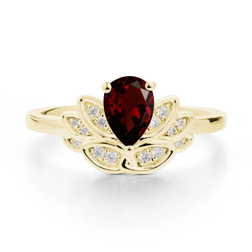 Teardrop Garnet Petal Ring - Image 6