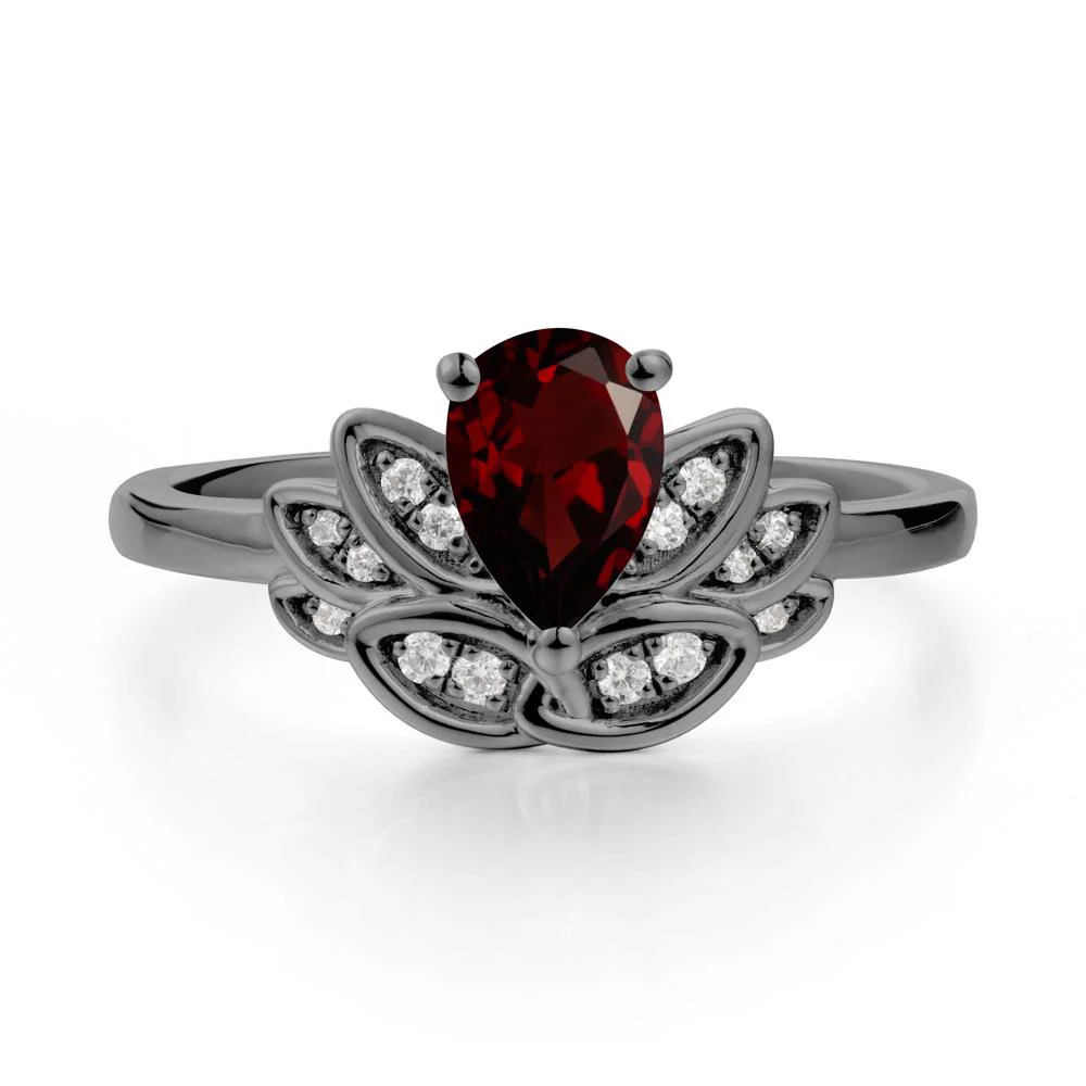Teardrop Garnet Petal Ring - Image 7