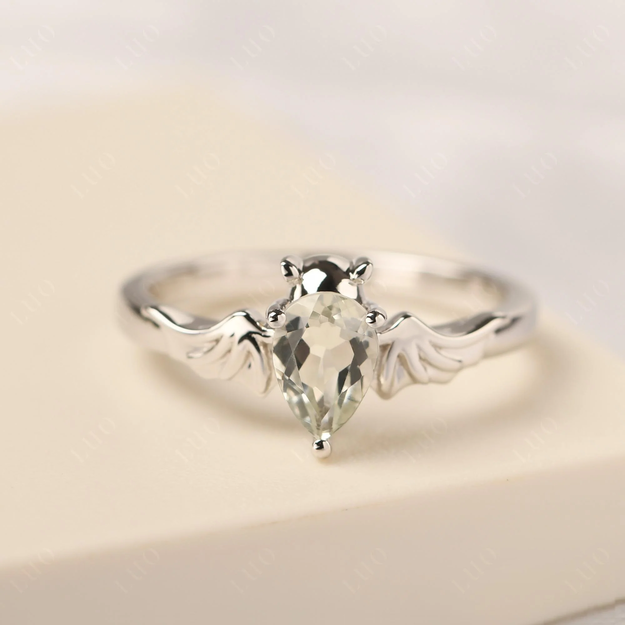 Green Amethyst Gothic Promise Ring - Image 29