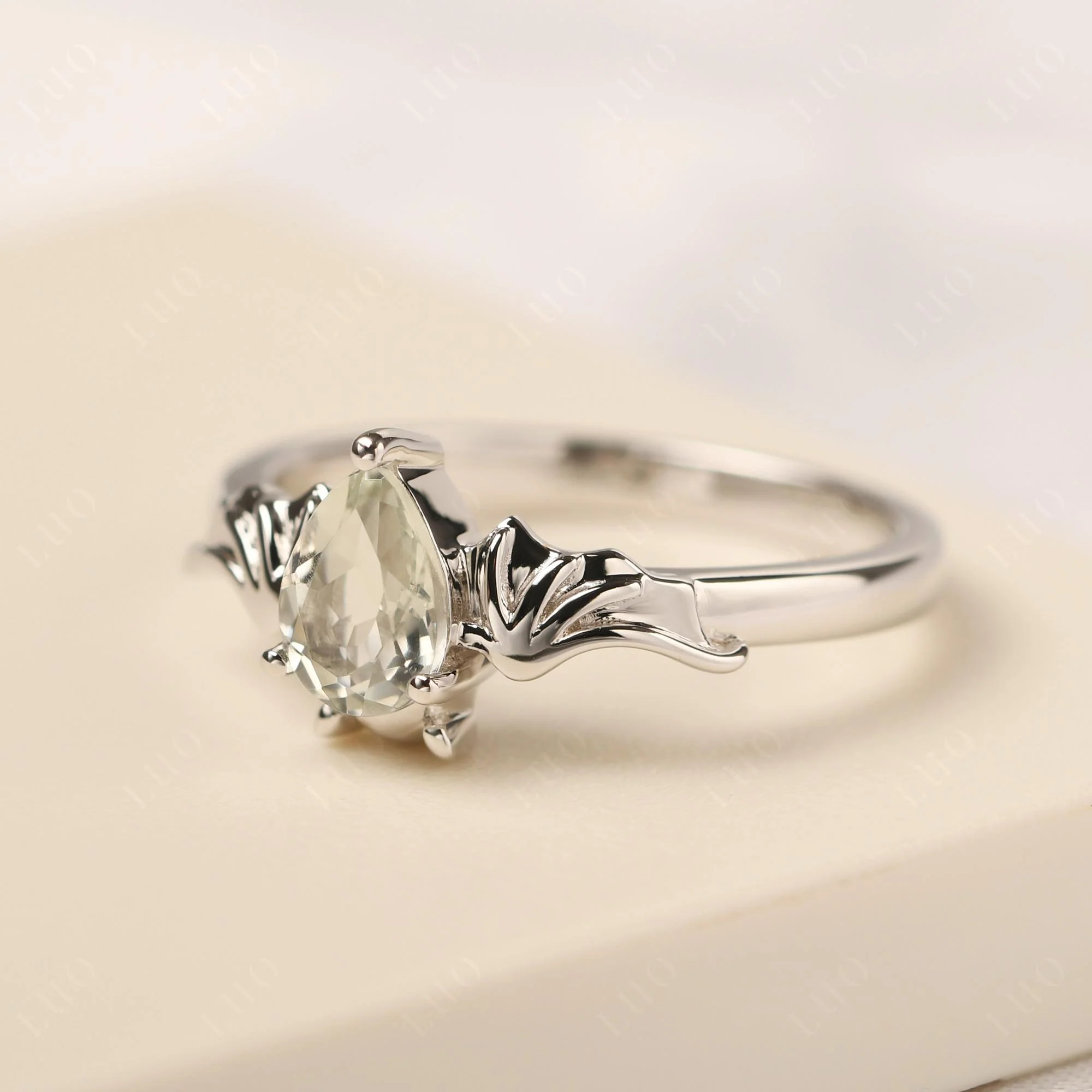 Green Amethyst Gothic Promise Ring - Image 30