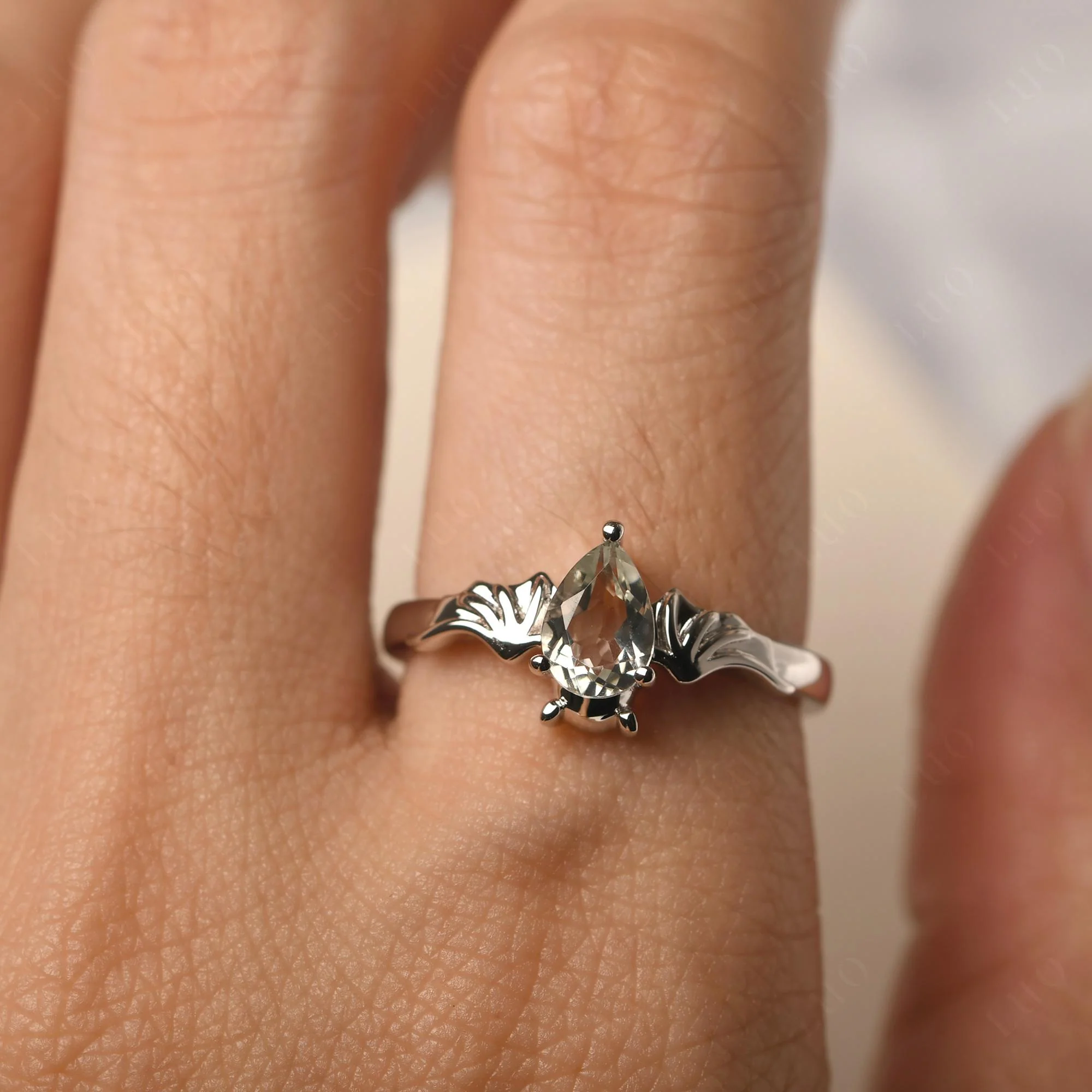 Green Amethyst Gothic Promise Ring - Image 33