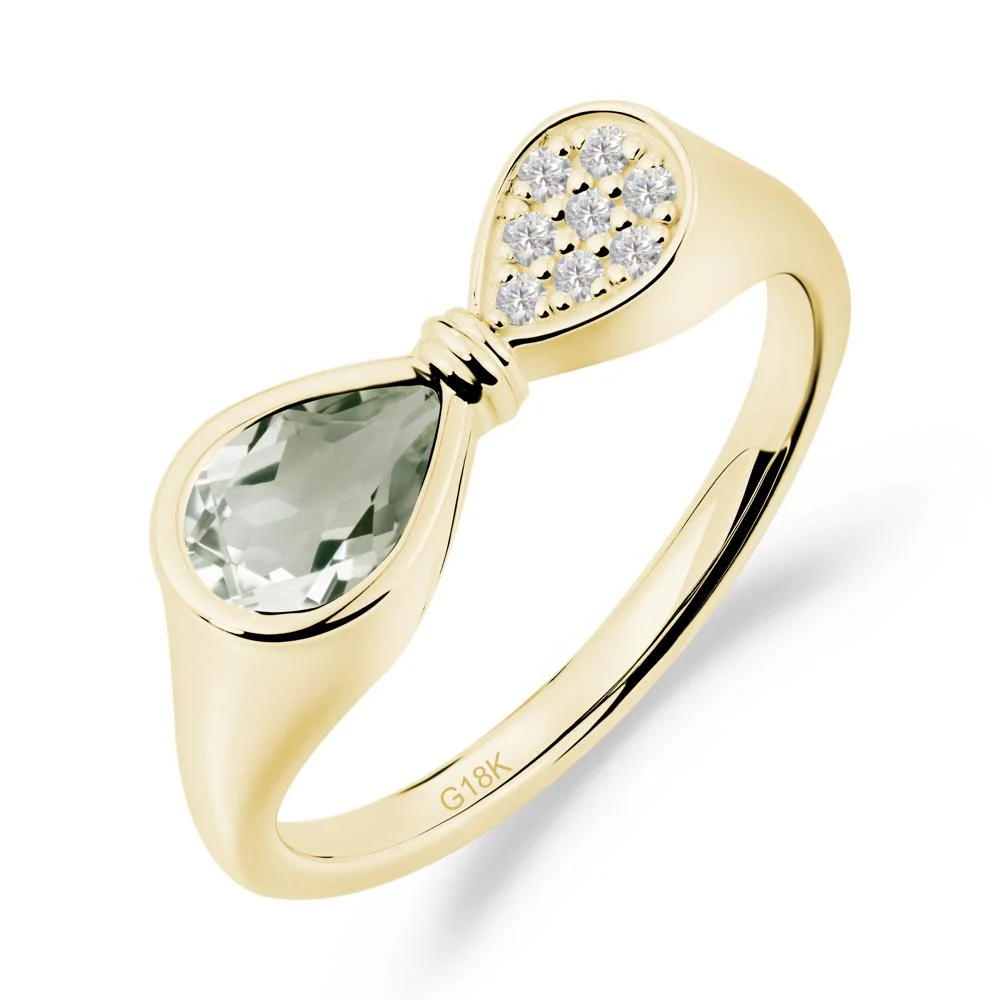 Teardrop Green Amethyst Infinity Knot Ring - Image 3