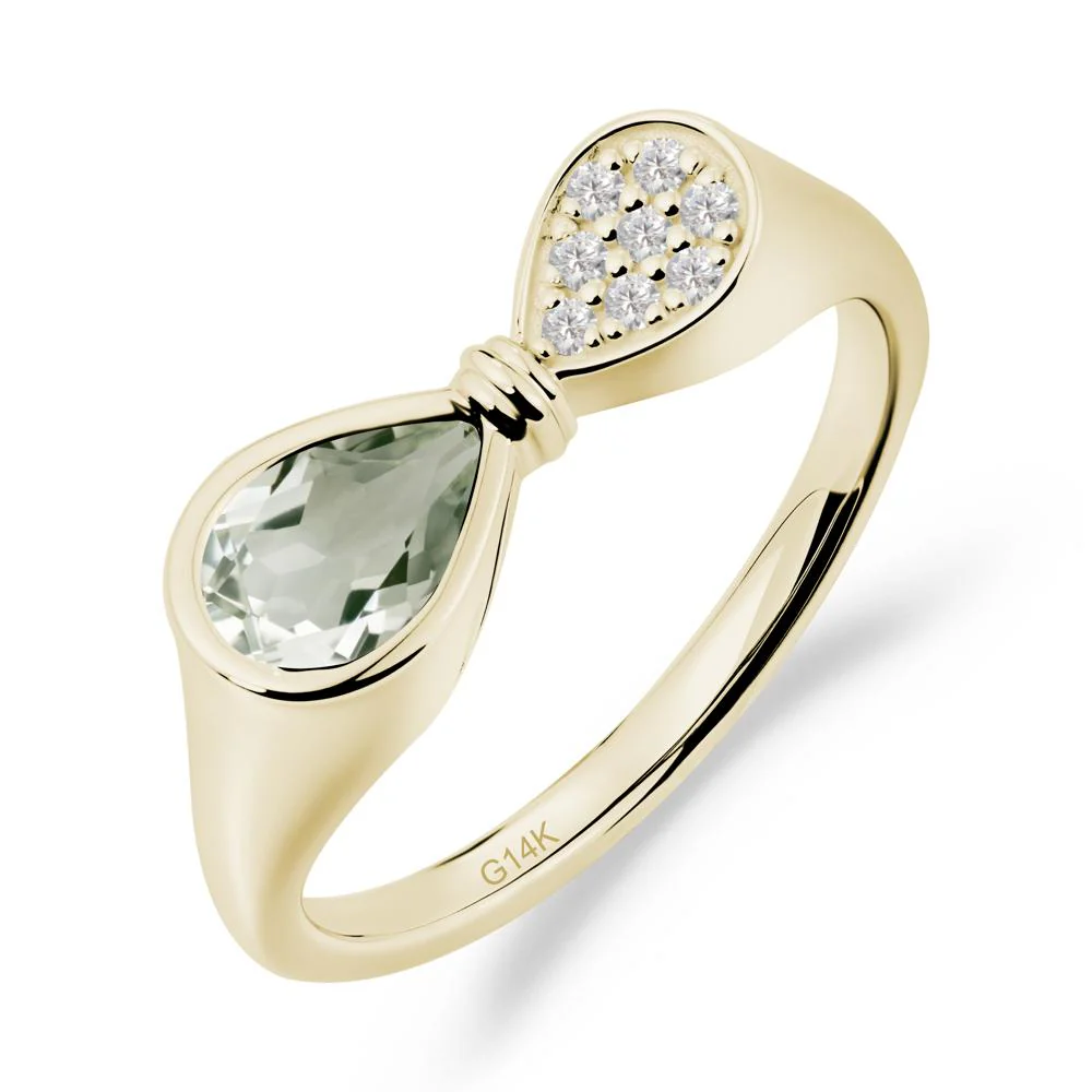 Teardrop Green Amethyst Infinity Knot Ring - Image 4