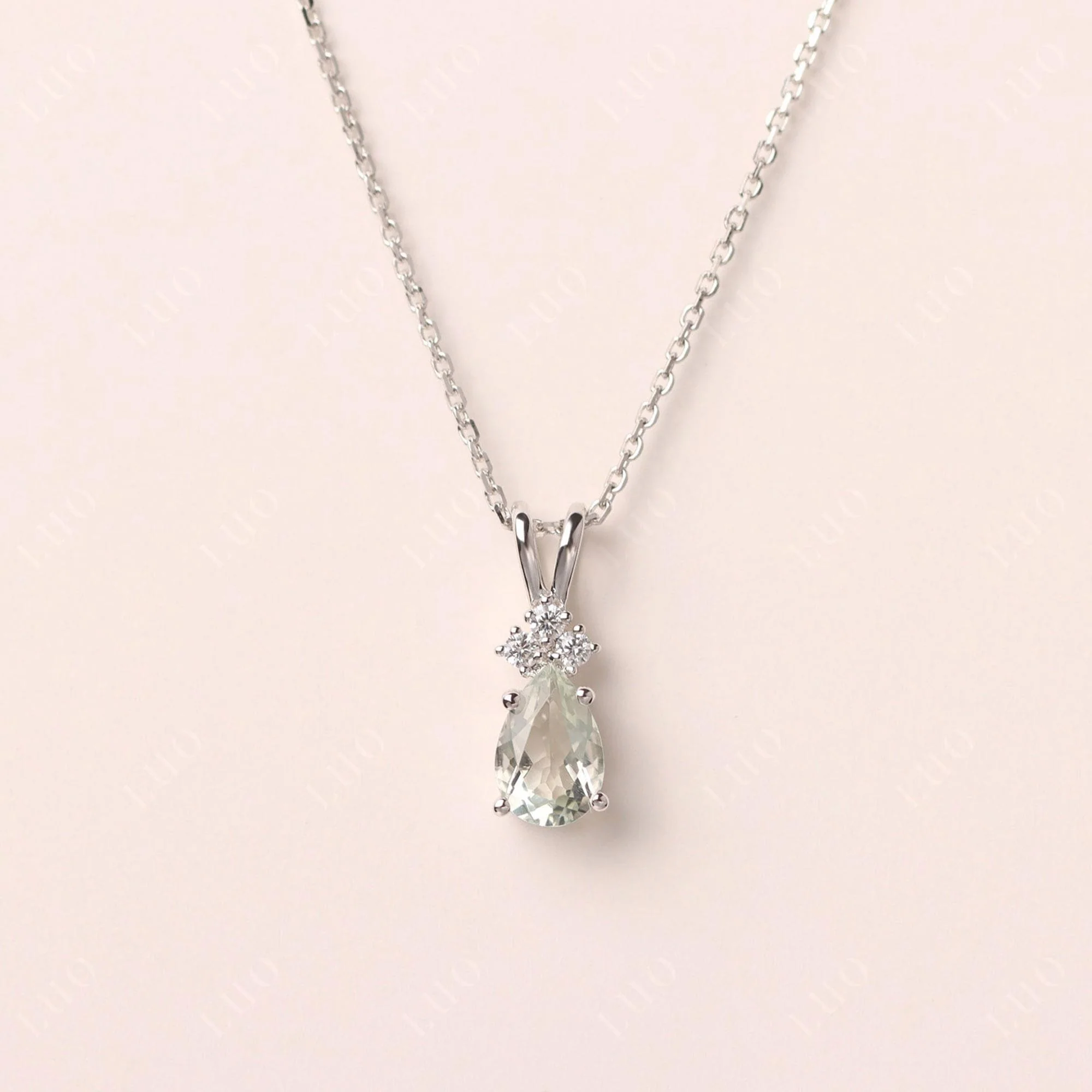 Pear Shaped Green Amethyst Necklace - Image 10