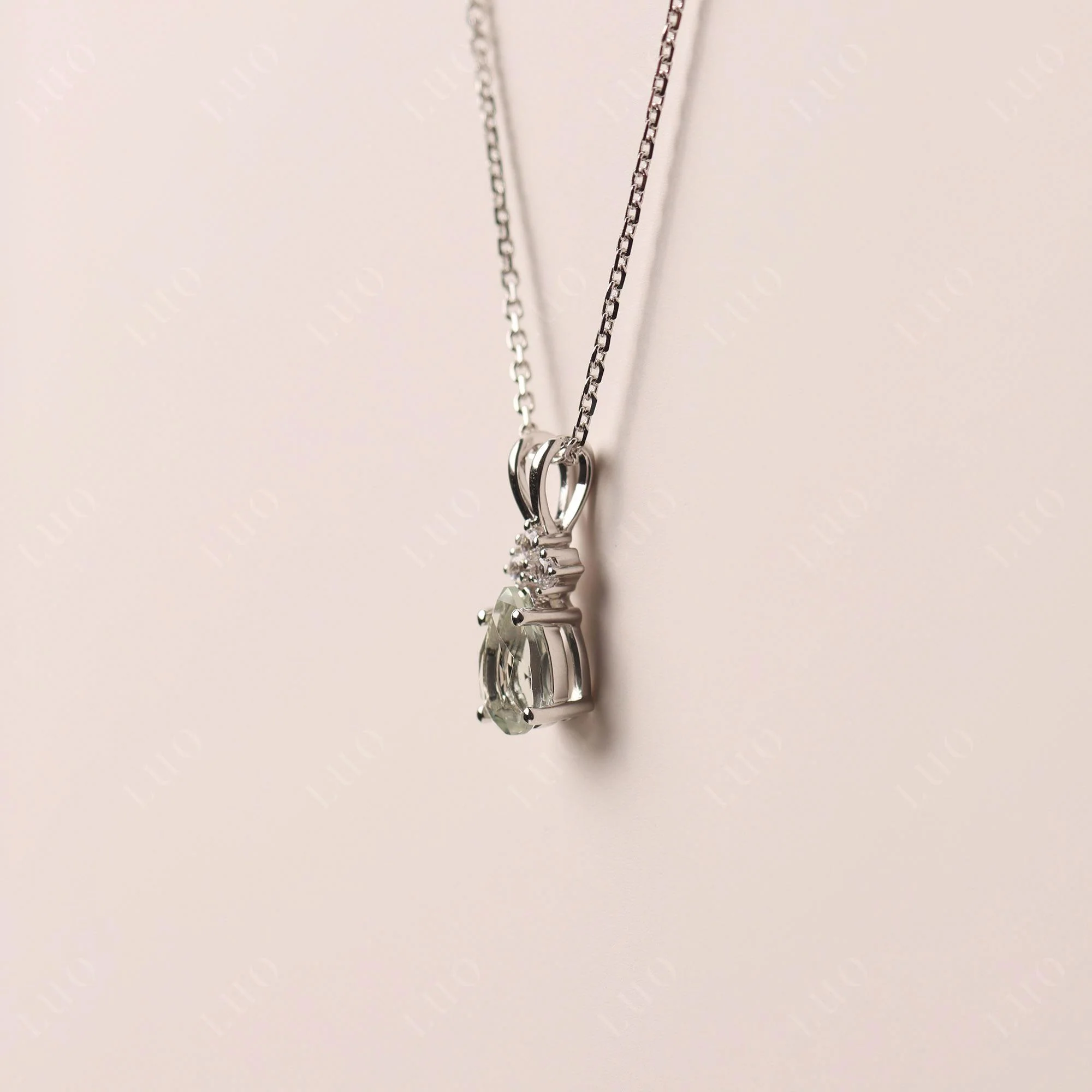 Pear Shaped Green Amethyst Necklace - Image 11