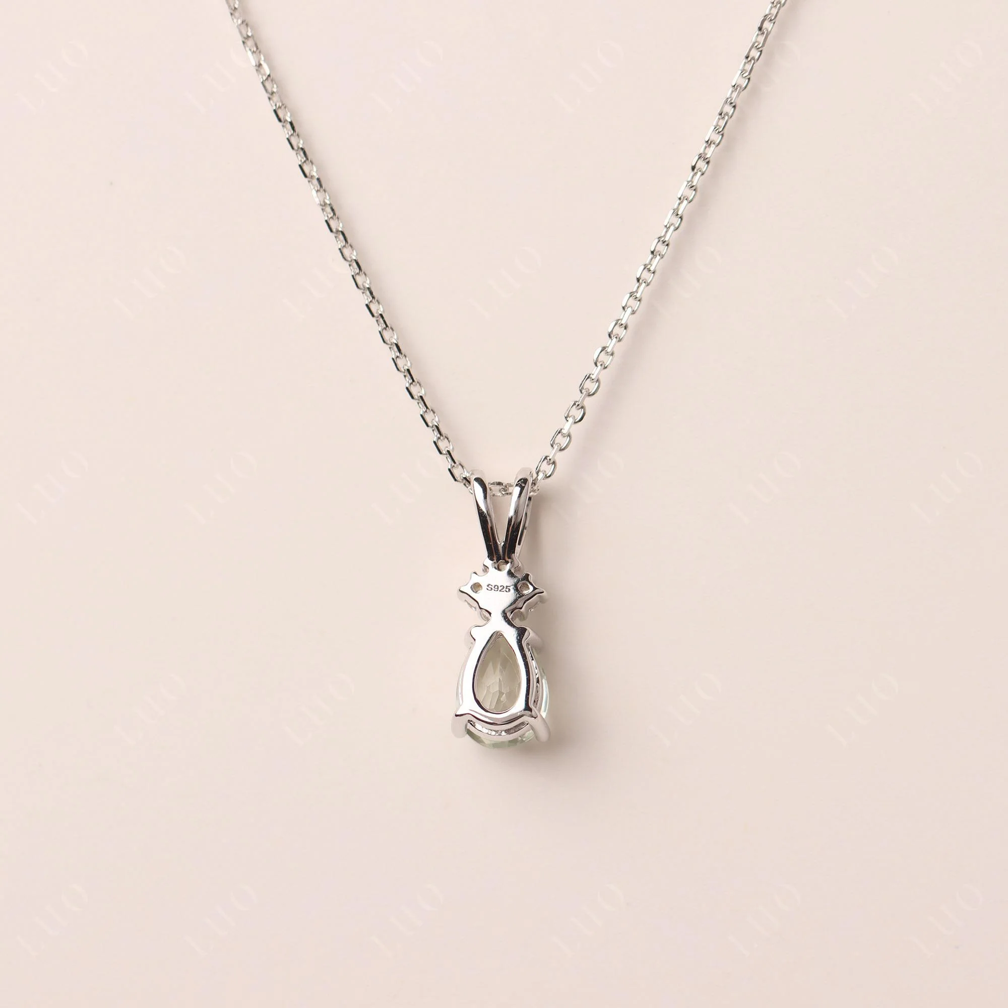 Pear Shaped Green Amethyst Necklace - Image 12