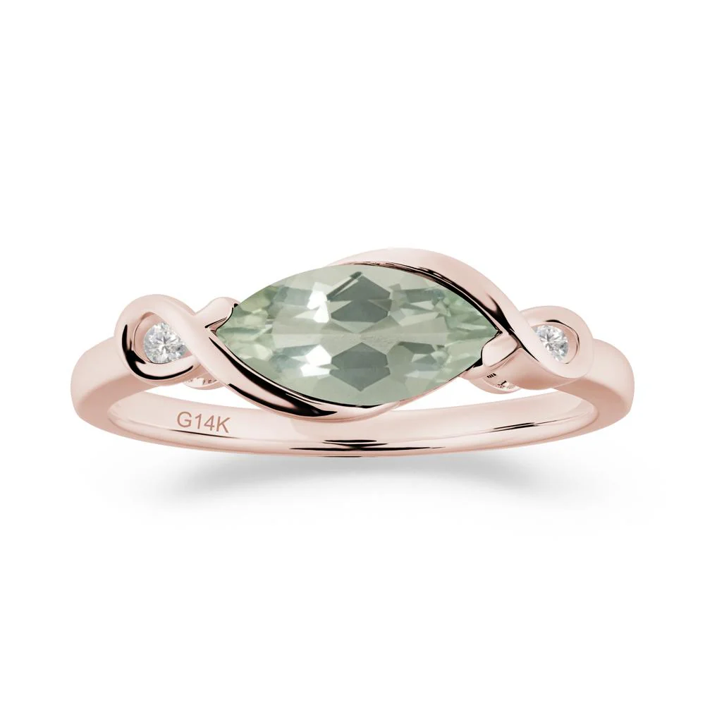 Teardrop Green Amethyst Pave Bow Ring - Image 3