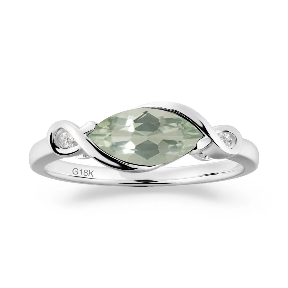 Teardrop Green Amethyst Pave Bow Ring - Image 4