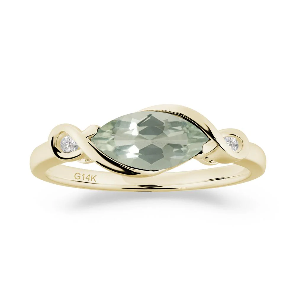 Teardrop Green Amethyst Pave Bow Ring - Image 5
