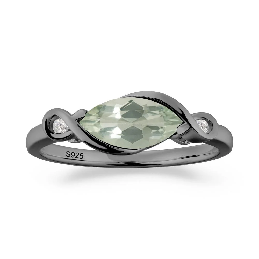 Teardrop Green Amethyst Pave Bow Ring - Image 6