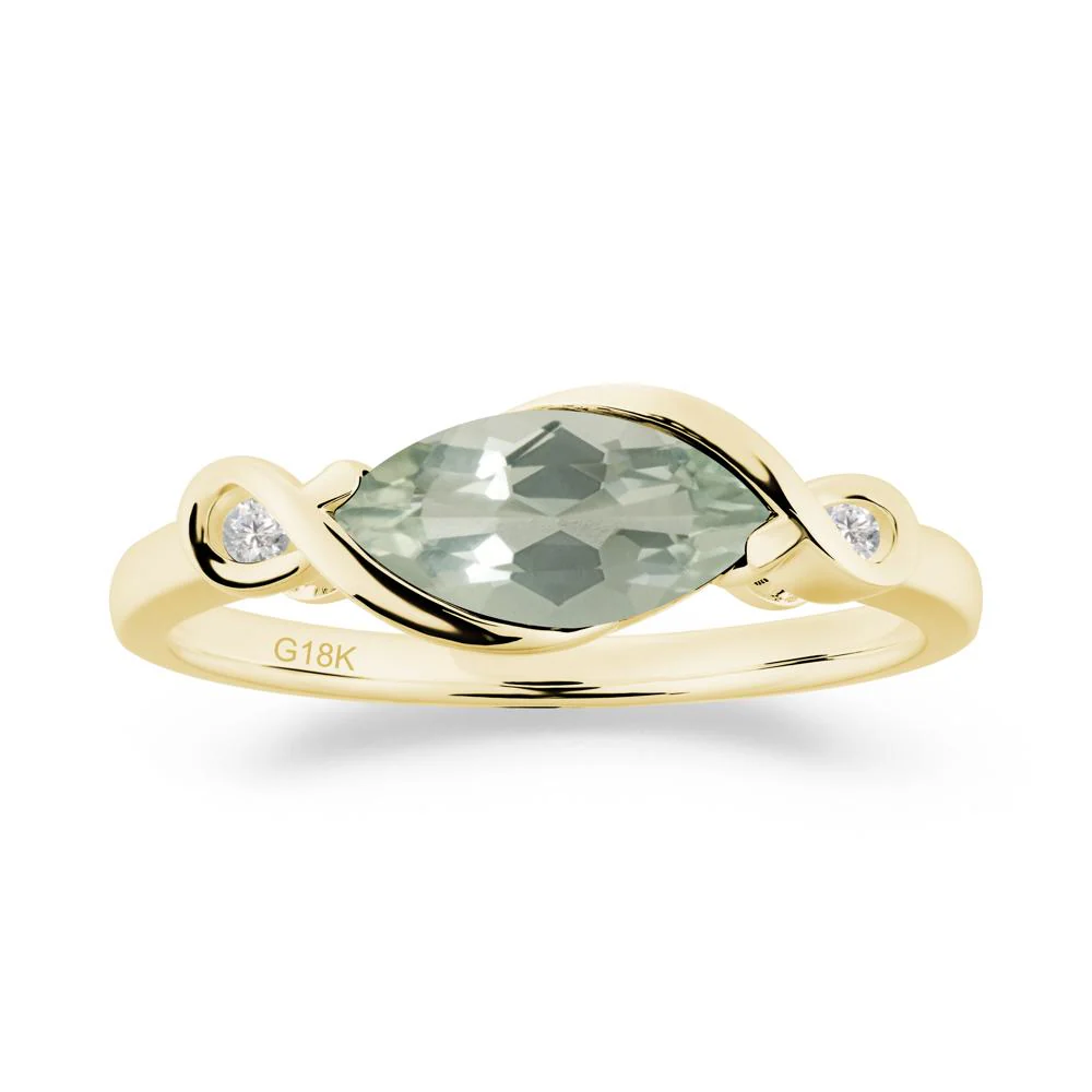 Teardrop Green Amethyst Pave Bow Ring - Image 8