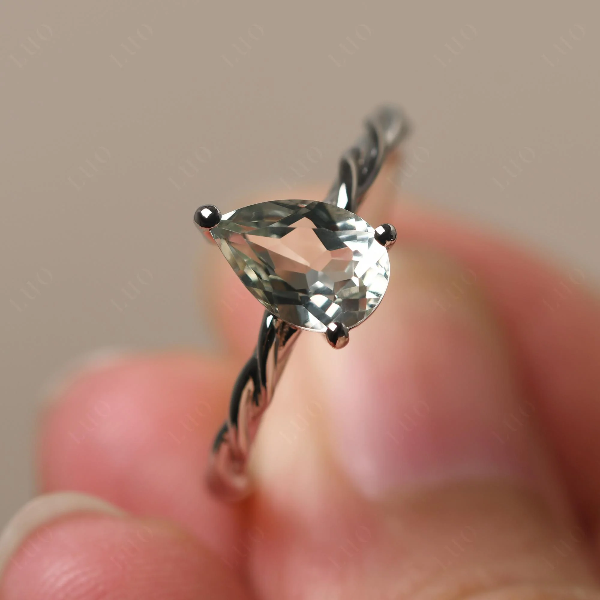 Green Amethyst Twisted Rope Ring - Image 10