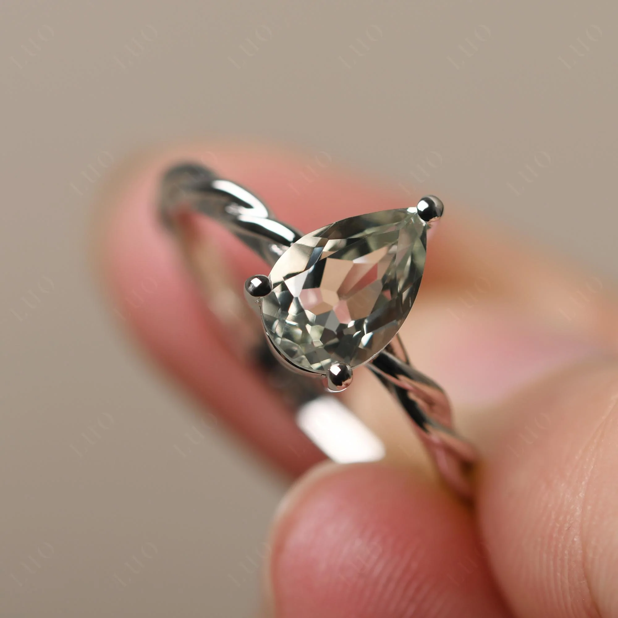 Green Amethyst Twisted Rope Ring - Image 11