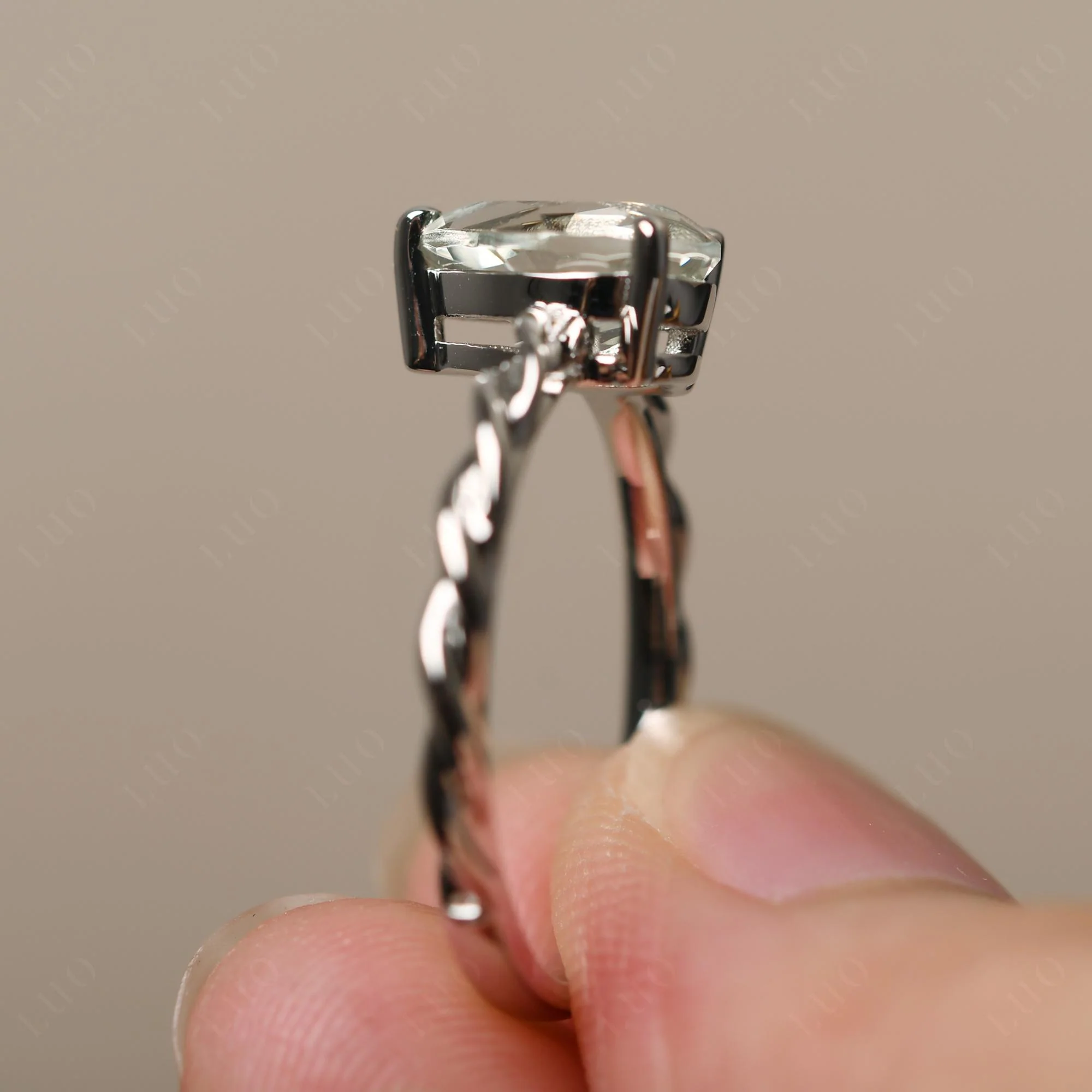 Green Amethyst Twisted Rope Ring - Image 13
