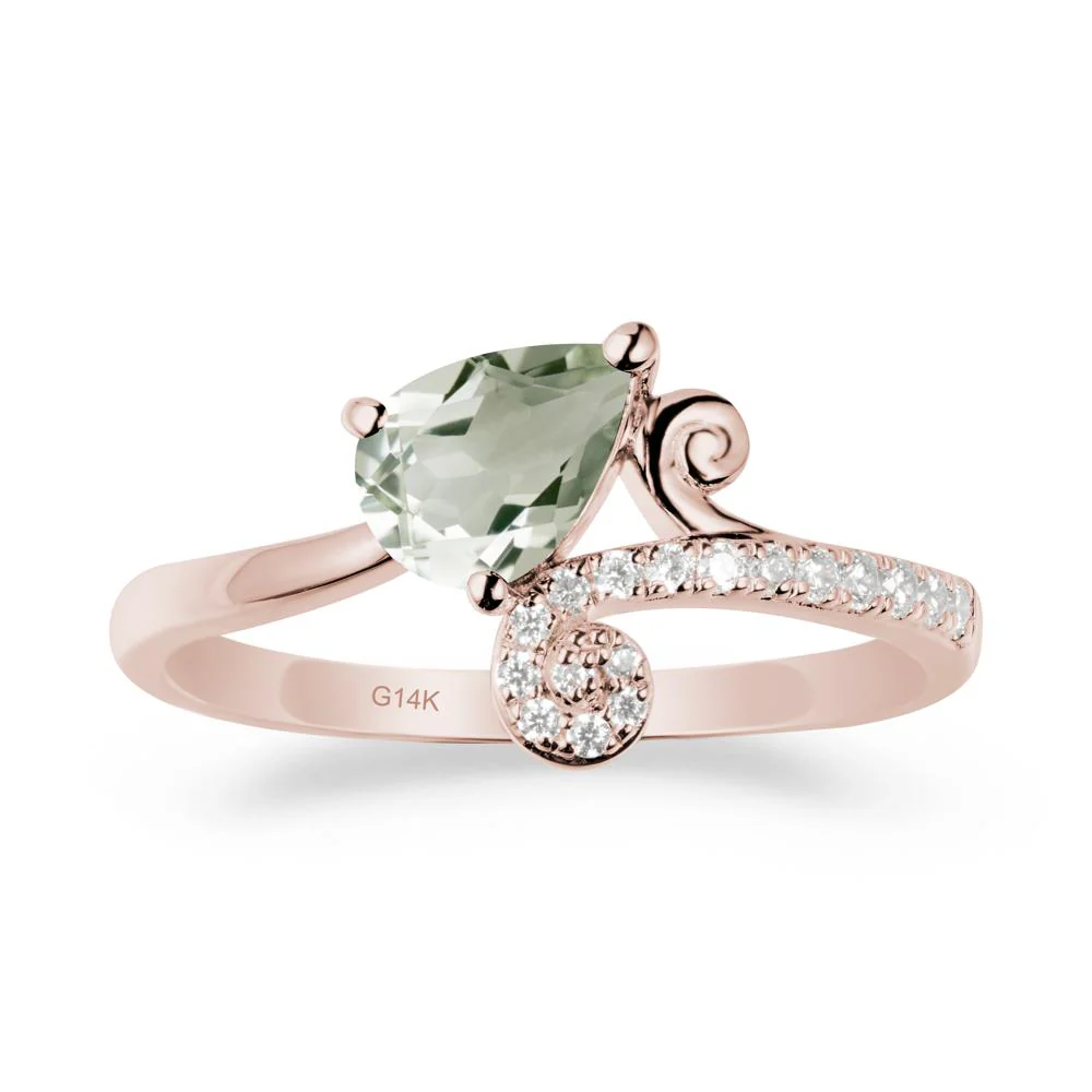 Teardrop Green Amethyst Swirl Ring - Image 2
