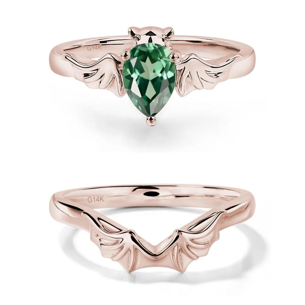 Green Sapphire Bat Engagement Ring - Image 11