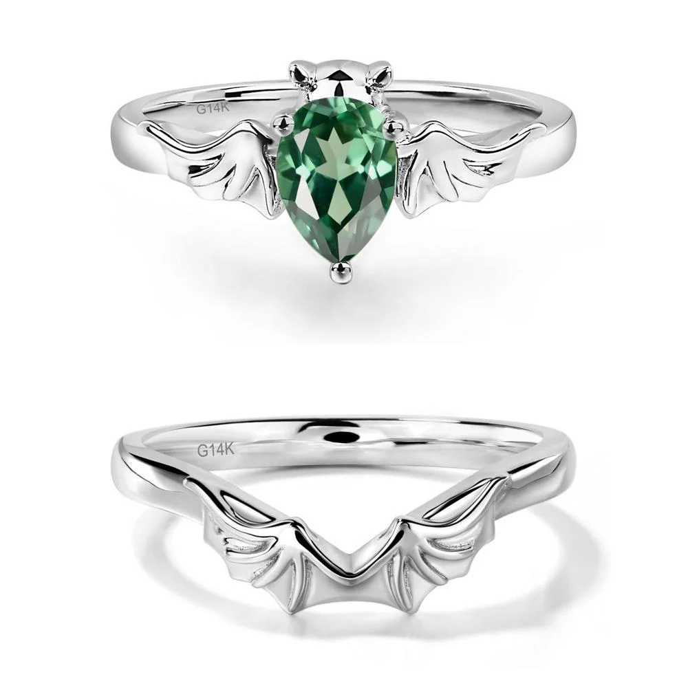 Green Sapphire Bat Engagement Ring - Image 13