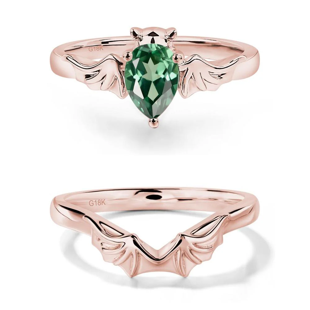 Green Sapphire Bat Engagement Ring - Image 17