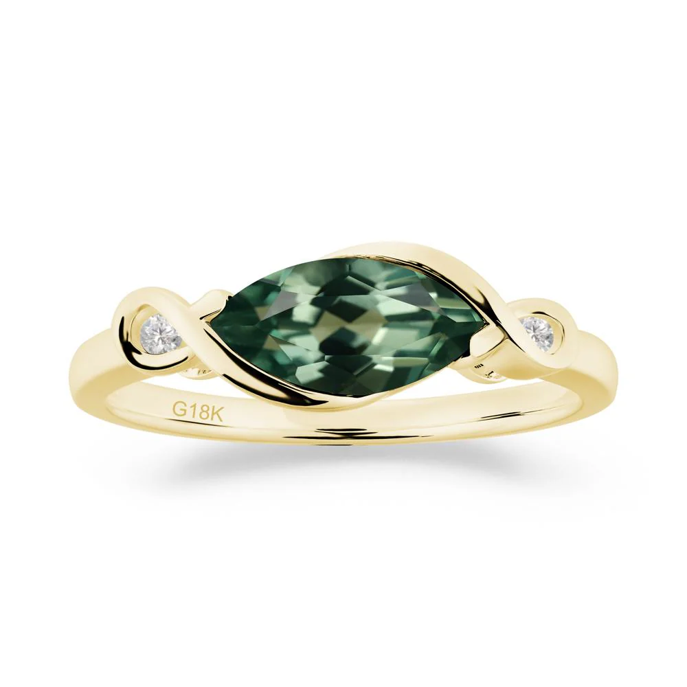 Teardrop Green Sapphire Infinity Knot Ring - Image 2