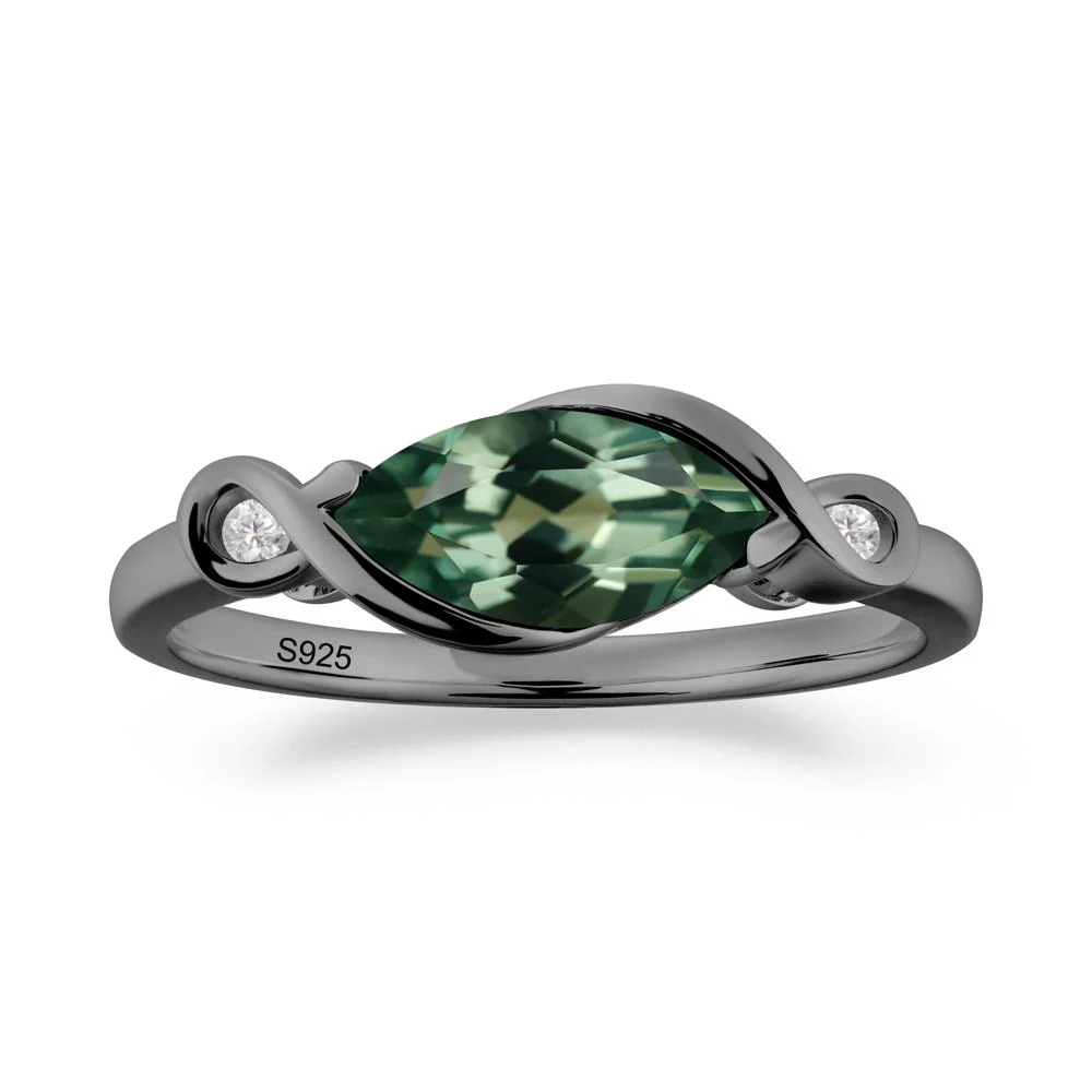Teardrop Green Sapphire Infinity Knot Ring - Image 3