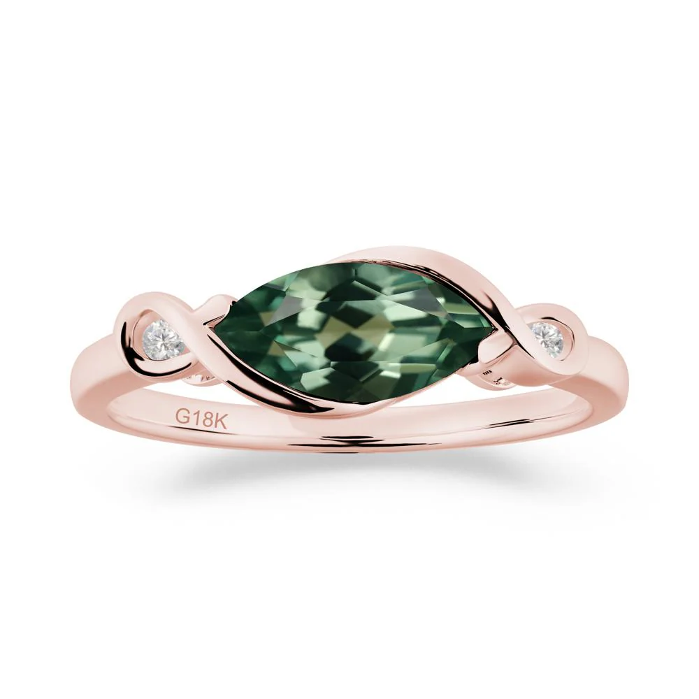 Teardrop Green Sapphire Infinity Knot Ring - Image 4