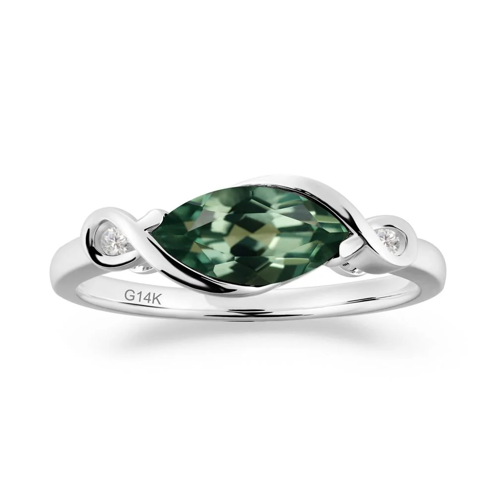Teardrop Green Sapphire Infinity Knot Ring - Image 5