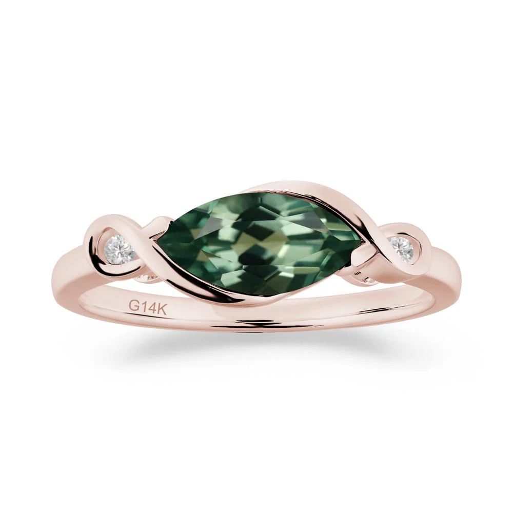 Teardrop Green Sapphire Infinity Knot Ring - Image 8